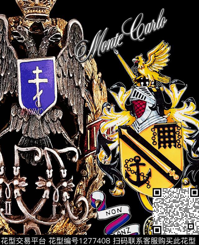 复古定位花男装数码印花华亿平台下载（图片编号: 1277408） - 瓦栏（Walan）