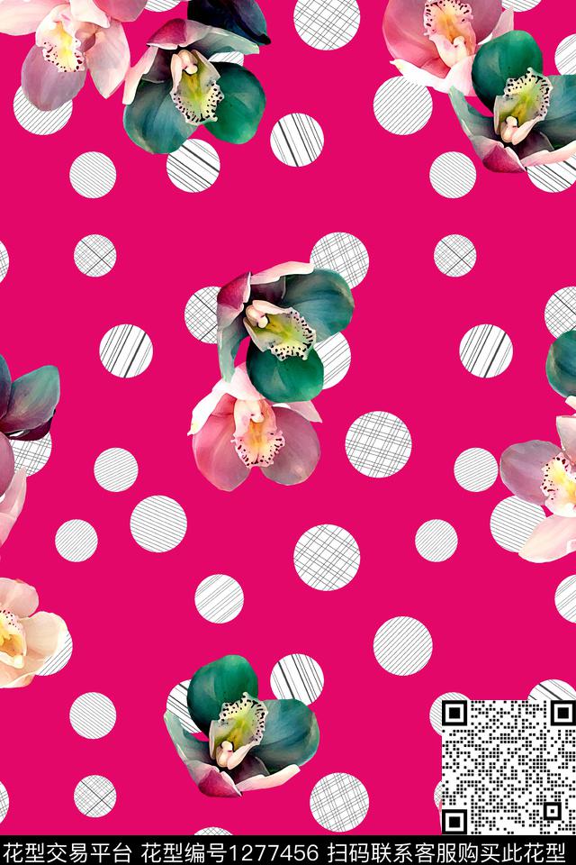 花卉大牌风波点数码印花华亿平台下载（图片编号: 1277456） - 瓦栏（Walan）