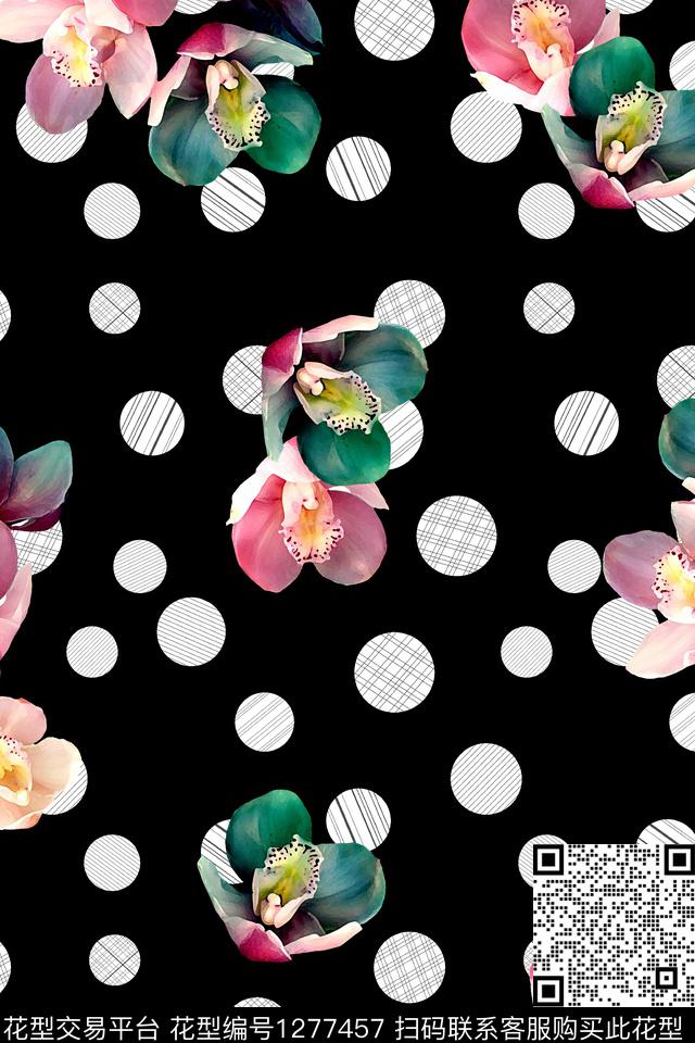 花卉大牌风波点数码印花华亿平台下载（图片编号: 1277457） - 瓦栏（Walan）