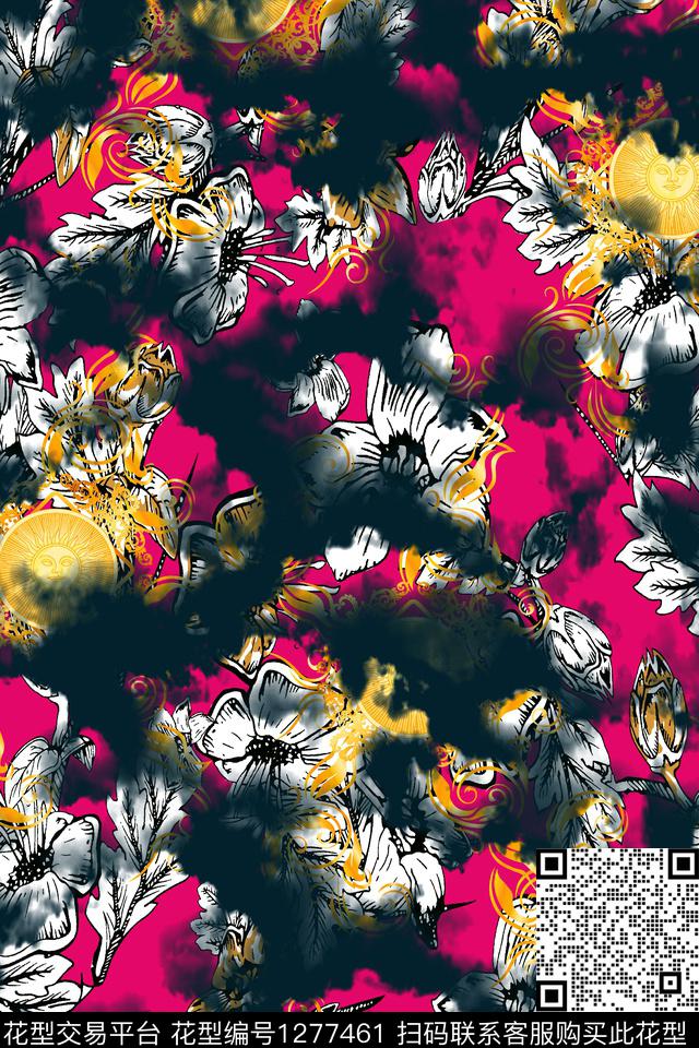 花卉大牌风波点数码印花华亿平台下载（图片编号: 1277461） - 瓦栏（Walan）