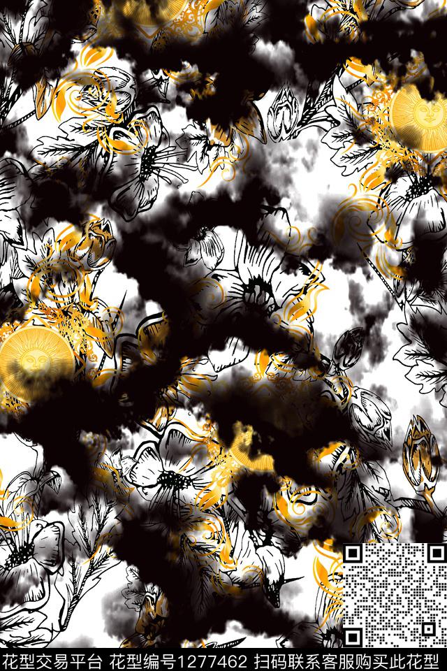 花卉大牌风波点数码印花华亿平台下载（图片编号: 1277462） - 瓦栏（Walan）