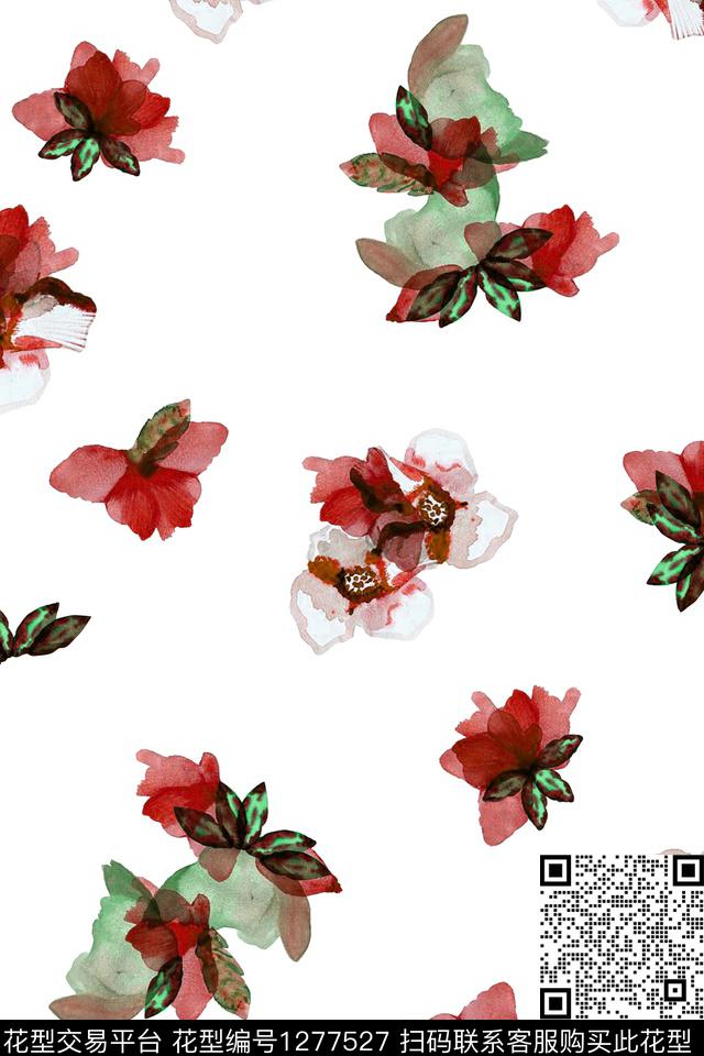 抽象花卉复古几何数码印花华亿平台下载（图片编号: 1277527） - 瓦栏（Walan）