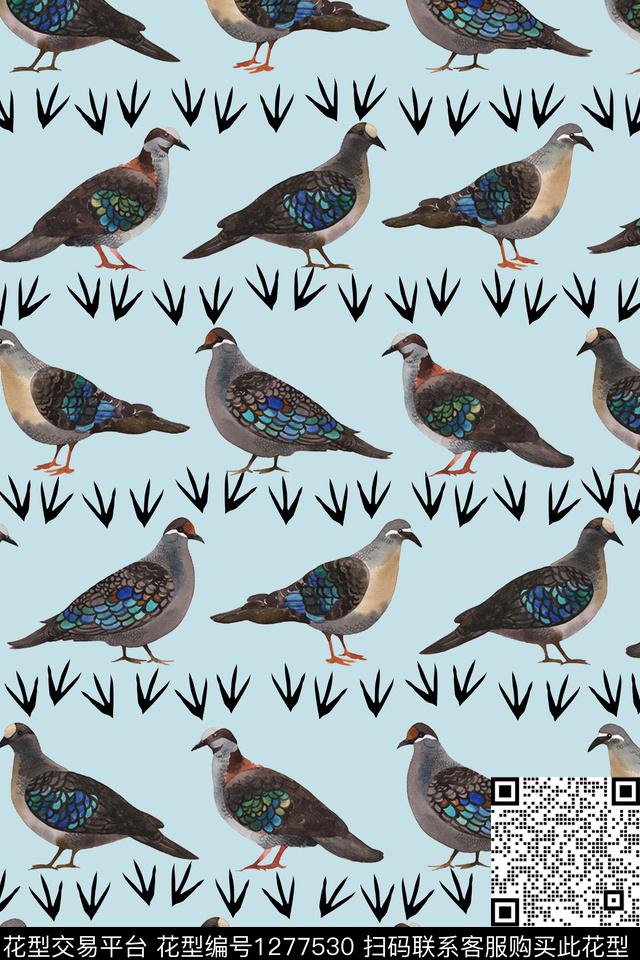 卡通动物鸟趣味数码印花华亿平台下载（图片编号: 1277530） - 瓦栏（Walan）