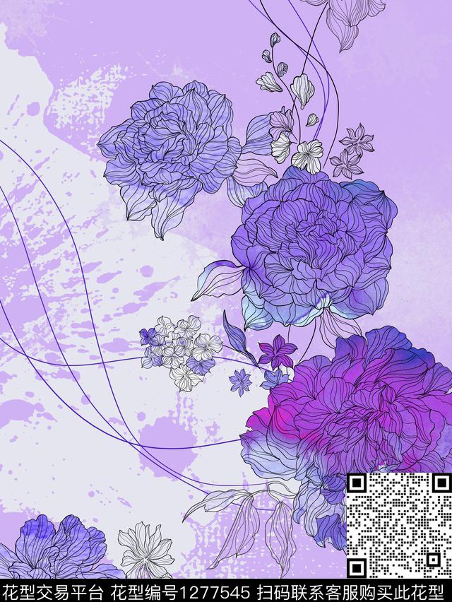 水彩花卉淑女柔美数码印花华亿平台下载（图片编号: 1277545） - 瓦栏（Walan）