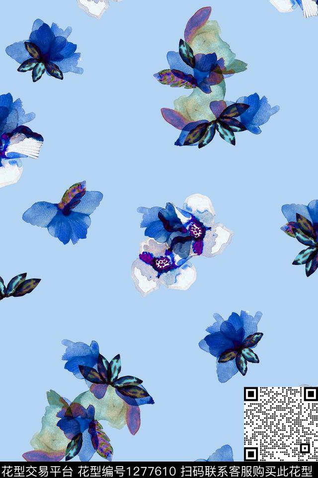 抽象花卉复古几何数码印花华亿平台下载（图片编号: 1277610） - 瓦栏（Walan）