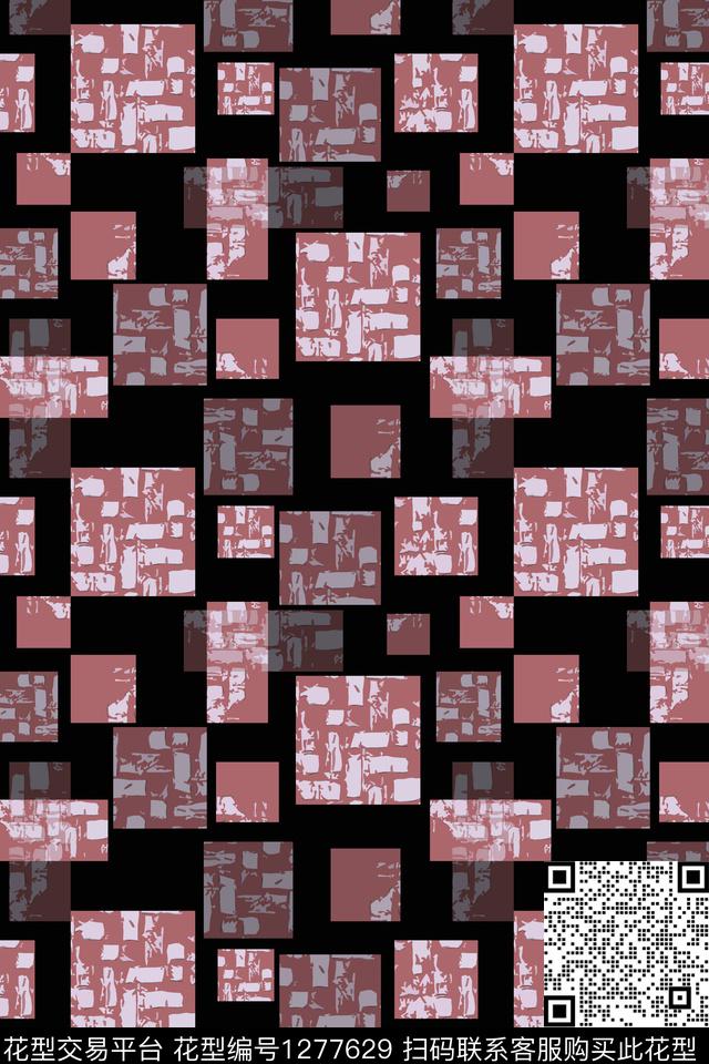 几何格子图案抽象数码印花华亿平台下载（图片编号: 1277629） - 瓦栏（Walan）