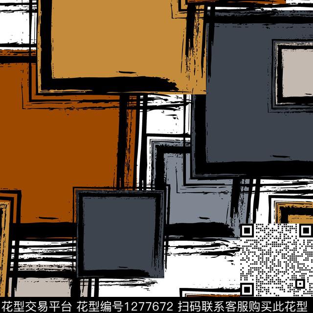 笔触几何格子传统印花华亿平台下载（图片编号: 1277672） - 瓦栏（Walan）