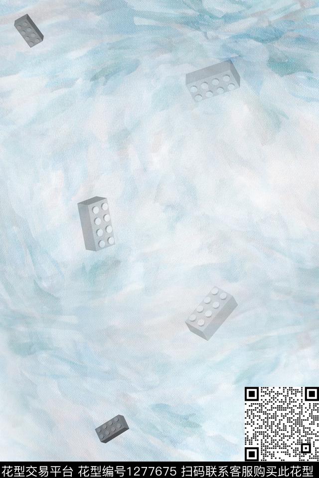 大牌男装水彩肌理童年回忆数码印花华亿平台下载（图片编号: 1277675） - 瓦栏（Walan）