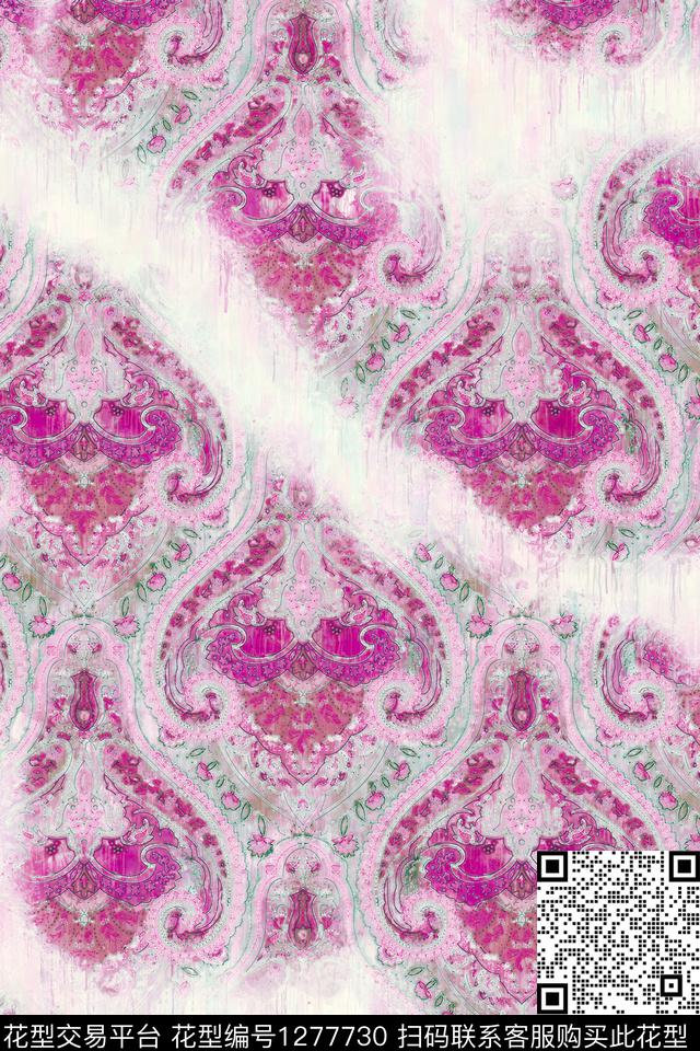 手绘民族风油画印象派数码印花华亿平台下载（图片编号: 1277730） - 瓦栏（Walan）