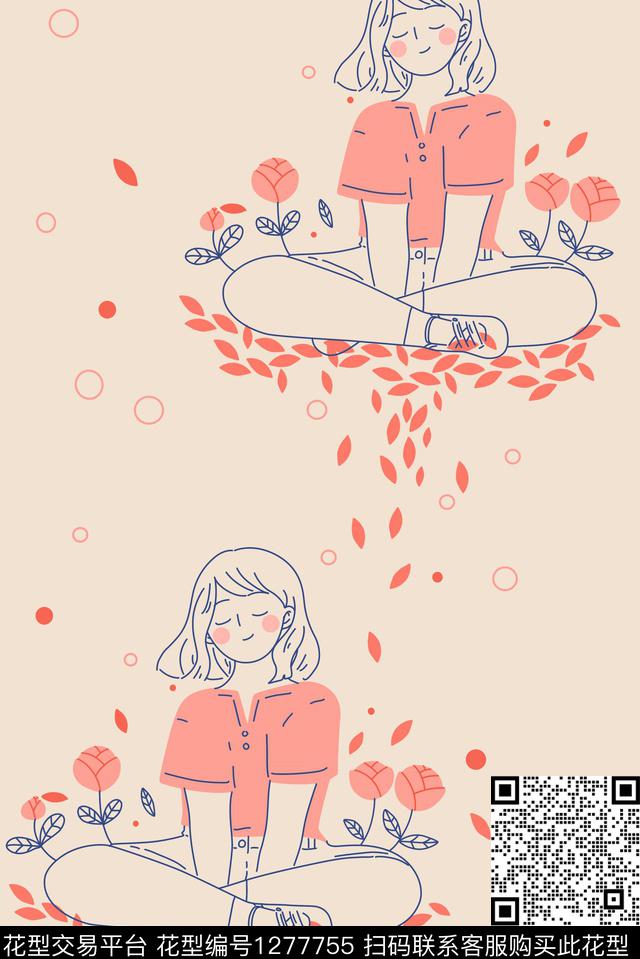 几何大牌风卡通人物传统印花华亿平台下载（图片编号: 1277755） - 瓦栏（Walan）