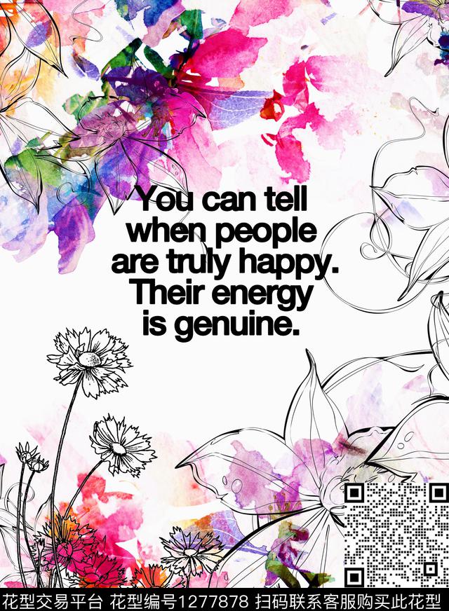 水彩花卉字母数码印花华亿平台下载（图片编号: 1277878） - 瓦栏（Walan）