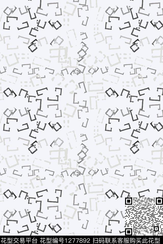 大牌风抽象手绘线条笔触传统印花华亿平台下载（图片编号: 1277892） - 瓦栏（Walan）