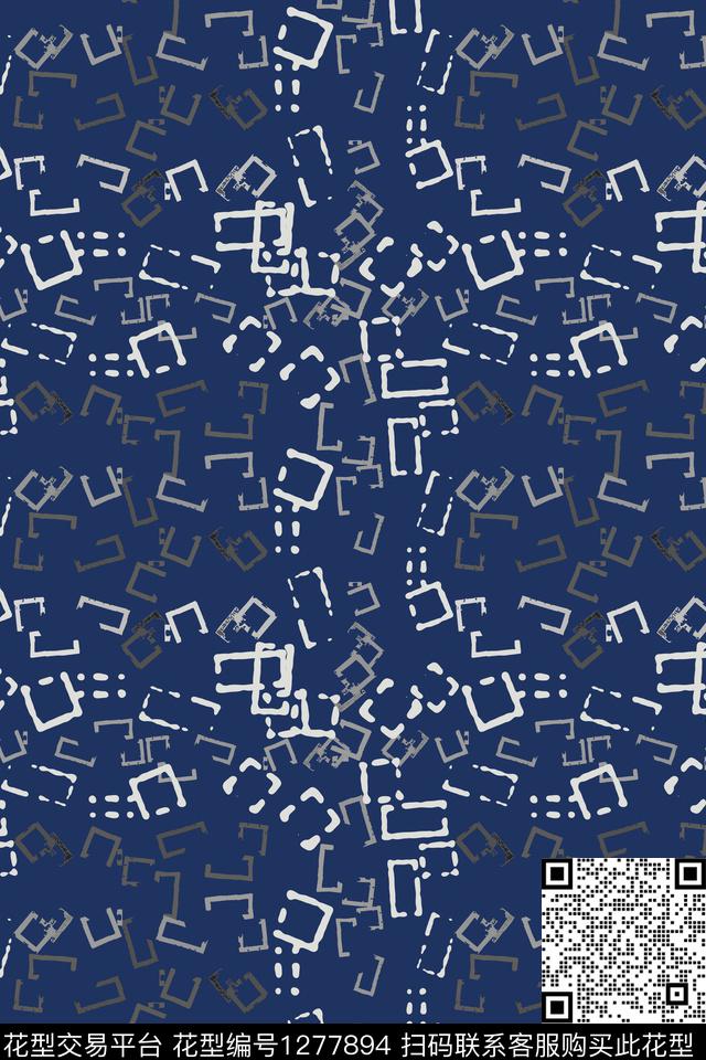 大牌风抽象手绘线条笔触传统印花华亿平台下载（图片编号: 1277894） - 瓦栏（Walan）