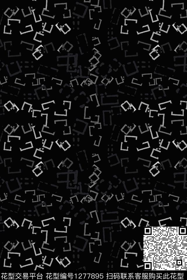 大牌风抽象手绘线条笔触传统印花华亿平台下载（图片编号: 1277895） - 瓦栏（Walan）