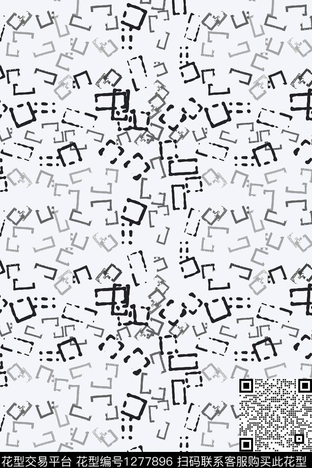 大牌风抽象手绘线条笔触传统印花华亿平台下载（图片编号: 1277896） - 瓦栏（Walan）