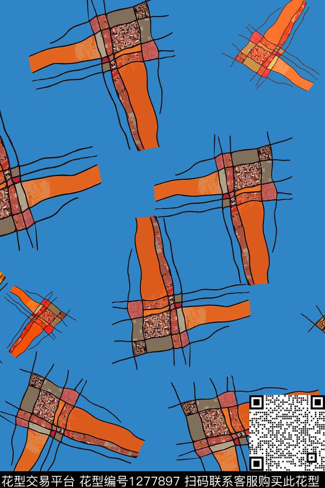 几何大牌风抽象数码印花华亿平台下载（图片编号: 1277897） - 瓦栏（Walan）