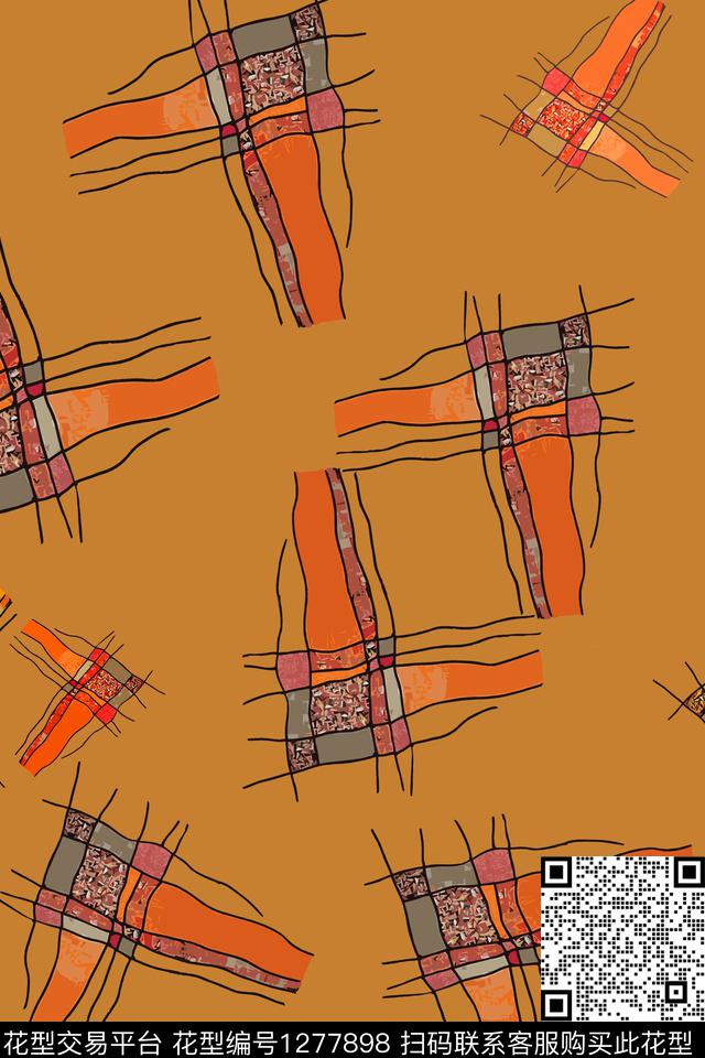 几何大牌风抽象数码印花华亿平台下载（图片编号: 1277898） - 瓦栏（Walan）