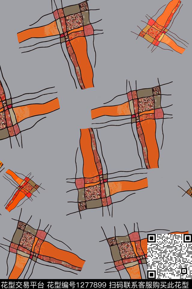 几何大牌风抽象数码印花华亿平台下载（图片编号: 1277899） - 瓦栏（Walan）