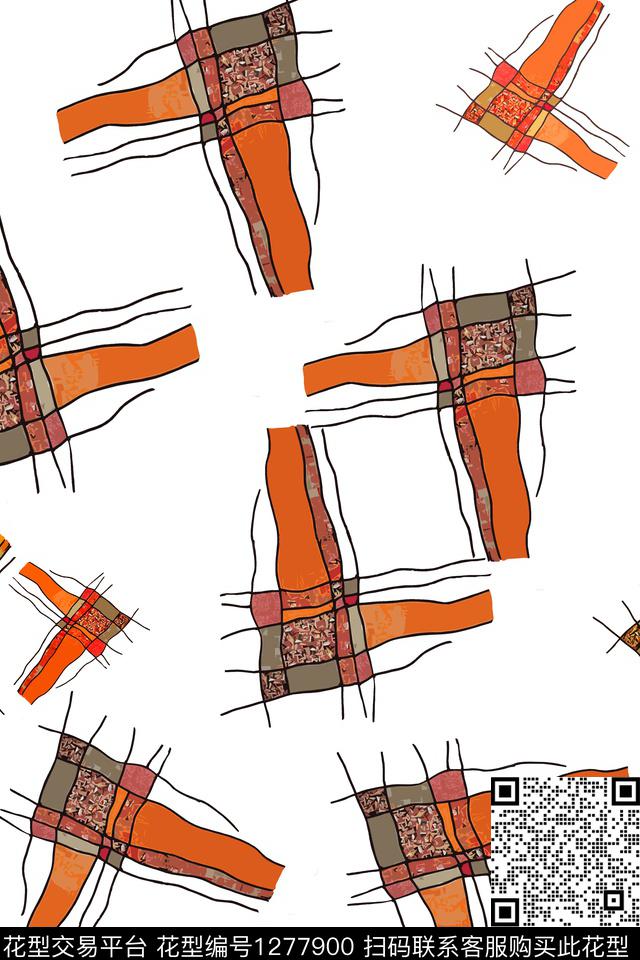 几何大牌风抽象数码印花华亿平台下载（图片编号: 1277900） - 瓦栏（Walan）