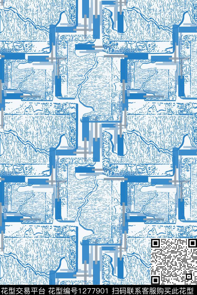 复古几何格子图案传统印花华亿平台下载（图片编号: 1277901） - 瓦栏（Walan）