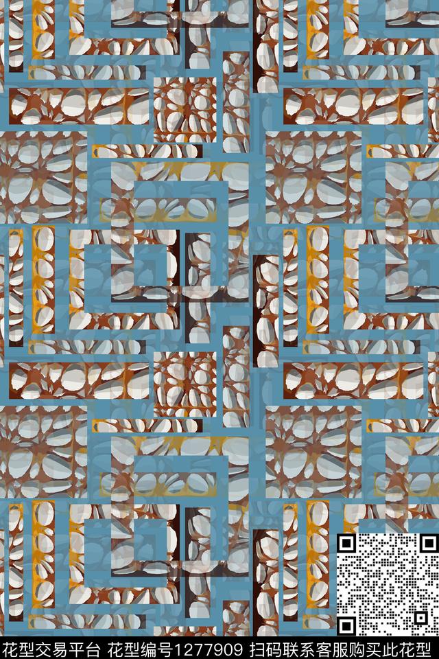 复古几何肌理图案数码印花华亿平台下载（图片编号: 1277909） - 瓦栏（Walan）