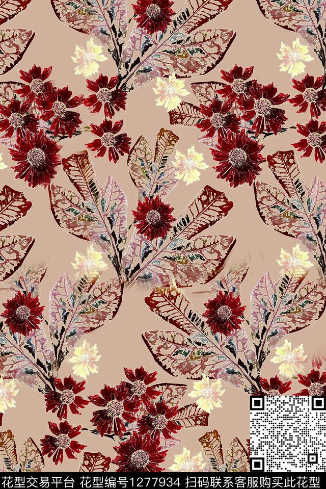 复古连衣裙满版散花数码印花华亿平台下载（图片编号: 1277934） - 瓦栏（Walan）