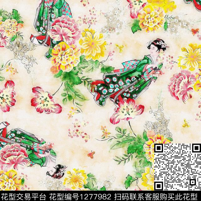 水彩花卉手绘数码印花华亿平台下载（图片编号: 1277982） - 瓦栏（Walan）