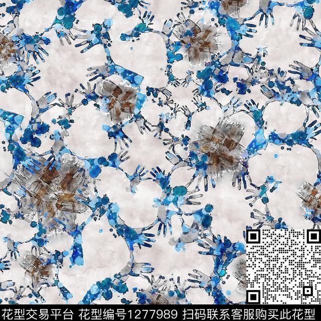 水彩花卉手绘数码印花华亿平台下载（图片编号: 1277989） - 瓦栏（Walan）