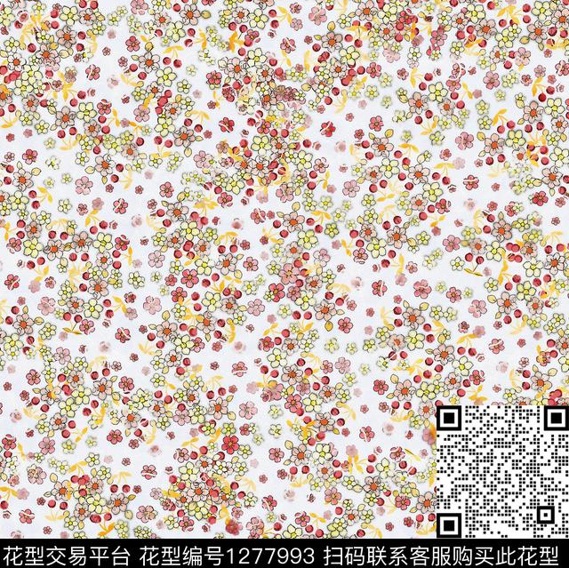 水彩花卉手绘数码印花华亿平台下载（图片编号: 1277993） - 瓦栏（Walan）