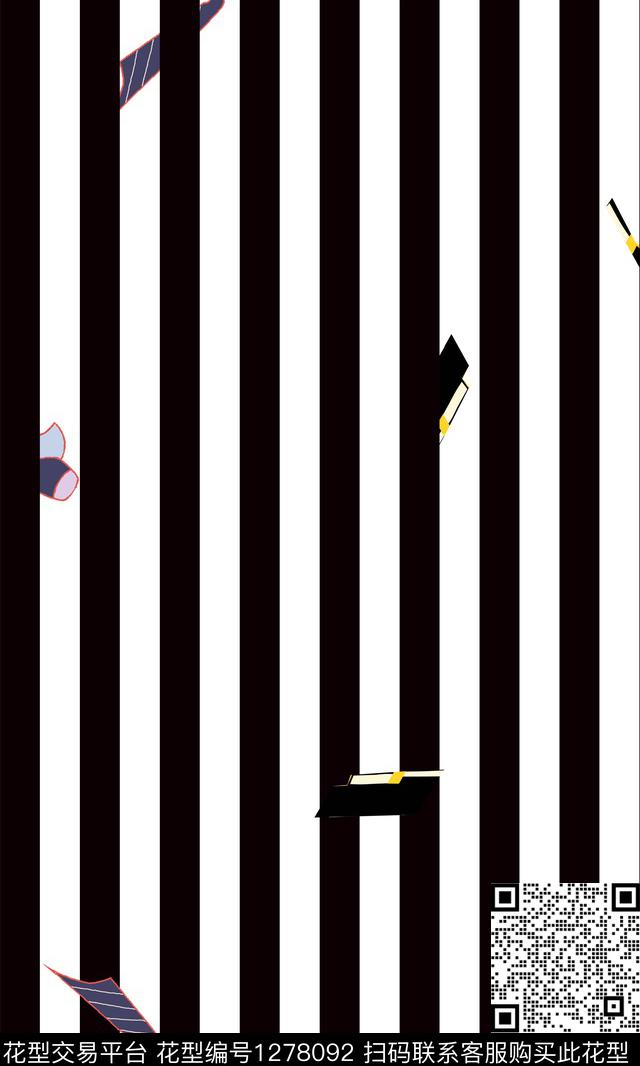 黑白条纹大牌风小清新传统印花华亿平台下载（图片编号: 1278092） - 瓦栏（Walan）