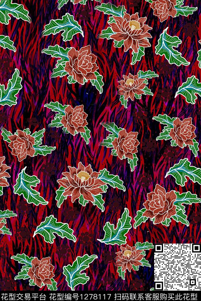 绣花华亿平台复古文艺数码印花华亿平台下载（图片编号: 1278117） - 瓦栏（Walan）