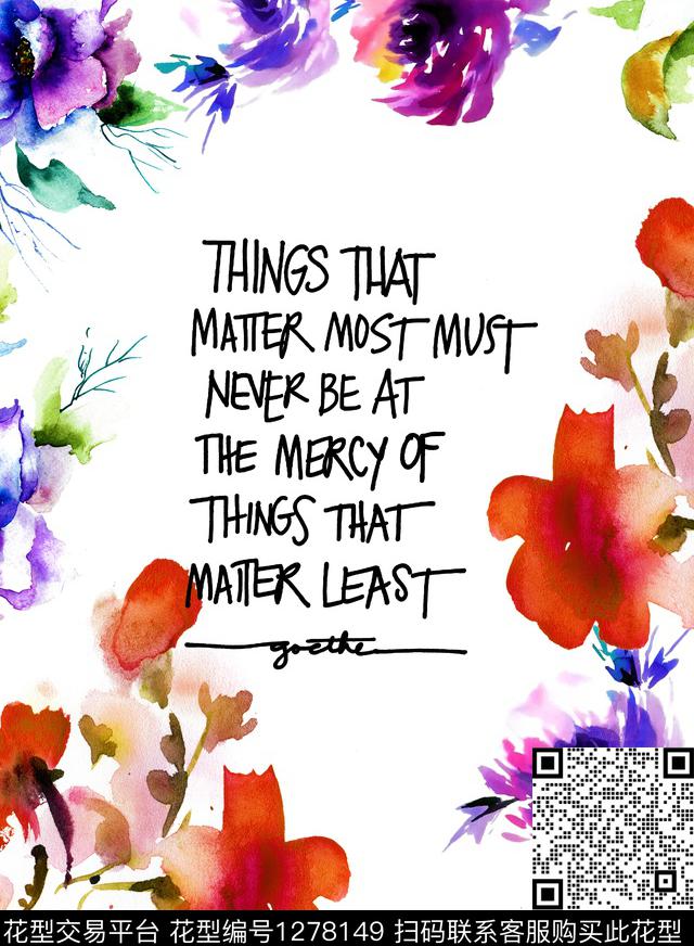 水彩字母白底花数码印花华亿平台下载（图片编号: 1278149） - 瓦栏（Walan）