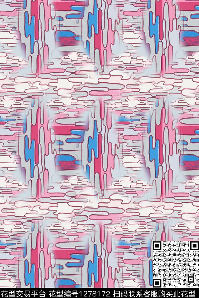 几何夏日甜心迷彩图案数码印花华亿平台下载（图片编号: 1278172） - 瓦栏（Walan）