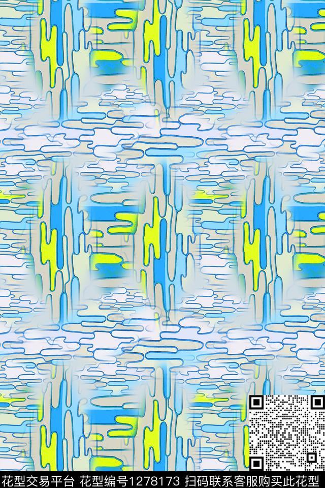 几何夏日甜心迷彩图案数码印花华亿平台下载（图片编号: 1278173） - 瓦栏（Walan）