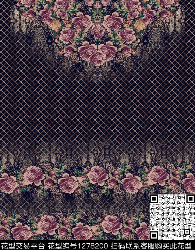 定位花抽象花卉女装数码印花华亿平台下载（图片编号: 1278200） - 瓦栏（Walan）