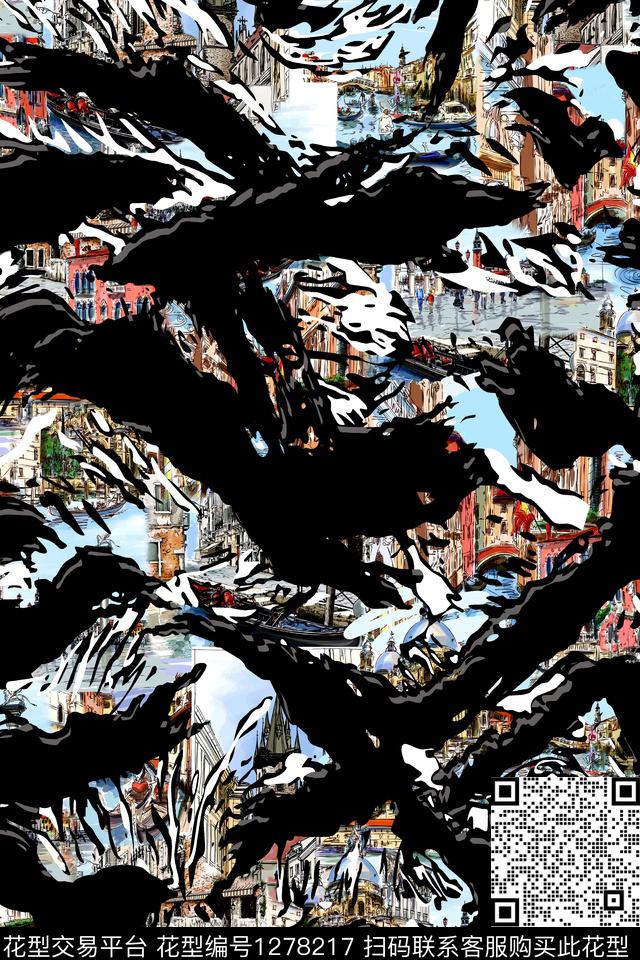 男装扎染华亿平台大牌风数码印花华亿平台下载（图片编号: 1278217） - 瓦栏（Walan）