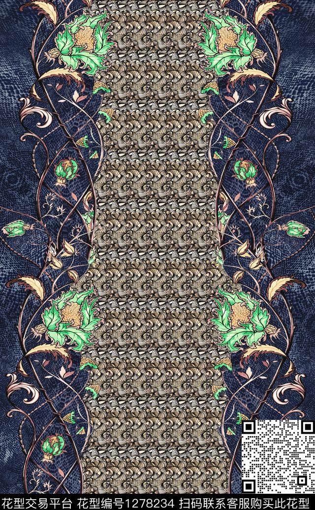 定位花抽象花卉女装数码印花华亿平台下载（图片编号: 1278234） - 瓦栏（Walan）