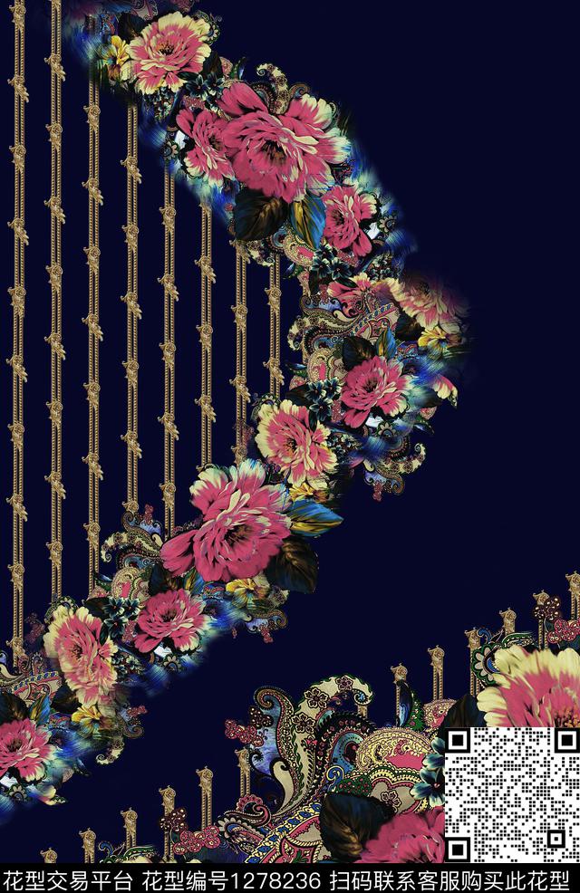 定位花抽象花卉女装数码印花华亿平台下载（图片编号: 1278236） - 瓦栏（Walan）