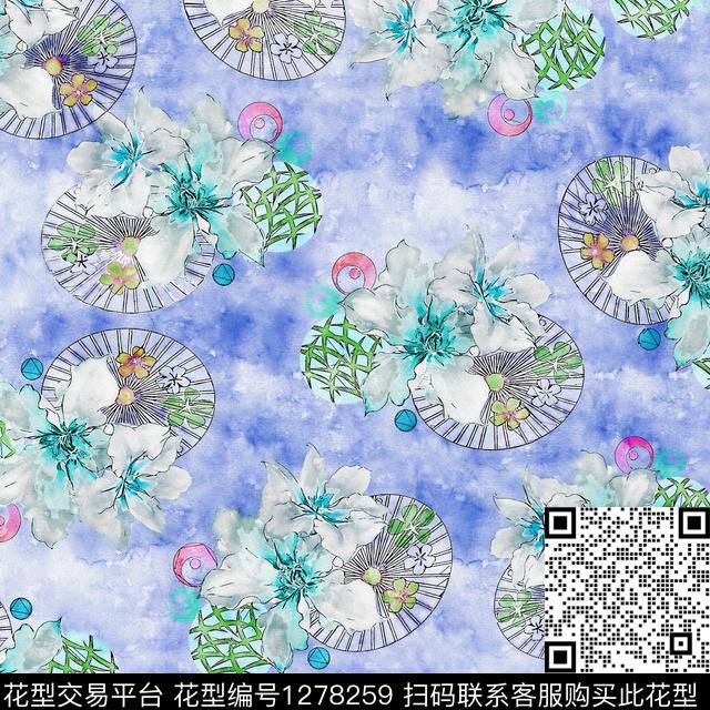 水彩花卉手绘数码印花华亿平台下载（图片编号: 1278259） - 瓦栏（Walan）