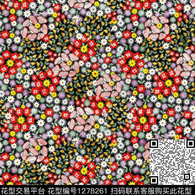 水彩花卉手绘数码印花华亿平台下载（图片编号: 1278261） - 瓦栏（Walan）