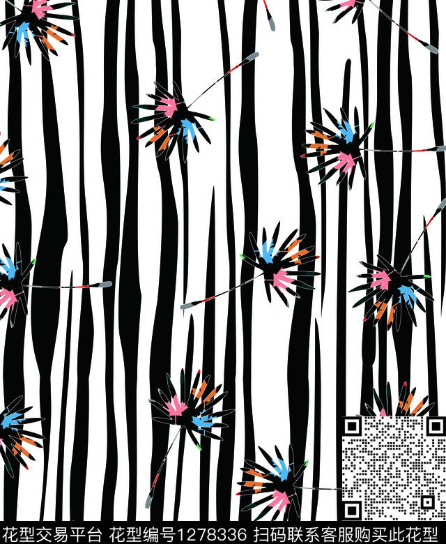 几何花卉大牌风传统印花华亿平台下载（图片编号: 1278336） - 瓦栏（Walan）