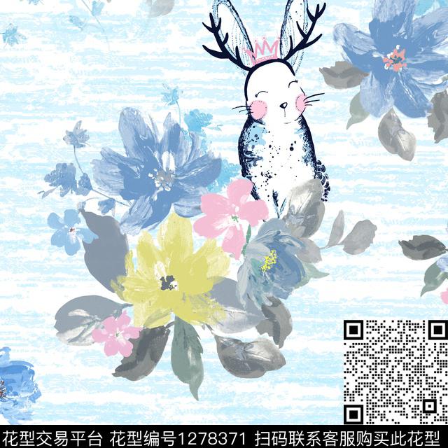 卡通动物动物花卉可爱数码印花华亿平台下载（图片编号: 1278371） - 瓦栏（Walan）