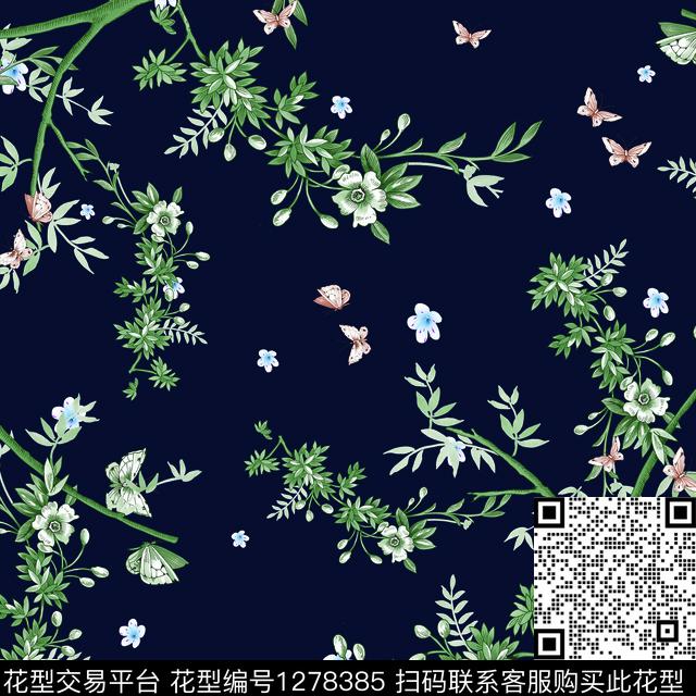 花卉大牌风小清新数码印花华亿平台下载（图片编号: 1278385） - 瓦栏（Walan）