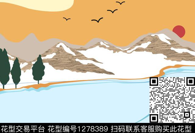 绘画时尚清爽底花卉传统印花华亿平台下载（图片编号: 1278389） - 瓦栏（Walan）