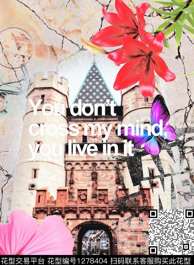 花卉字母城门数码印花华亿平台下载（图片编号: 1278404） - 瓦栏（Walan）