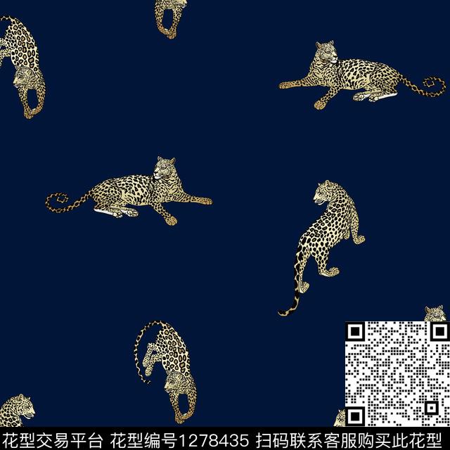 豹子老蓝底复古数码印花华亿平台下载（图片编号: 1278435） - 瓦栏（Walan）