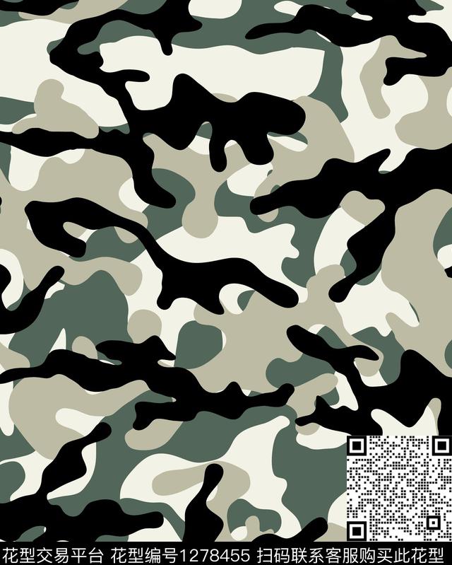 迷彩靓丽复古传统印花华亿平台下载（图片编号: 1278455） - 瓦栏（Walan）