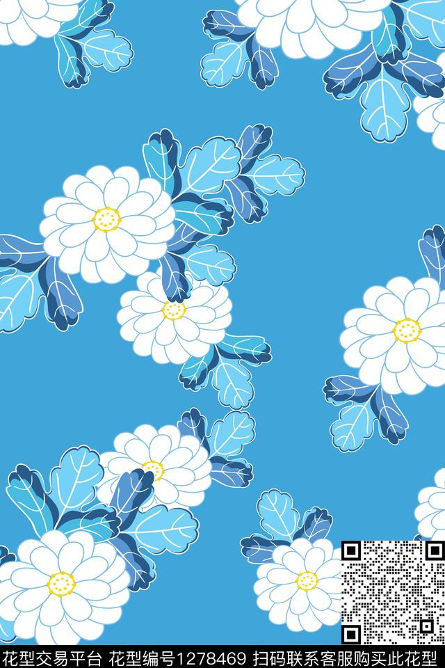 花卉大花春夏华亿平台传统印花华亿平台下载（图片编号: 1278469） - 瓦栏（Walan）