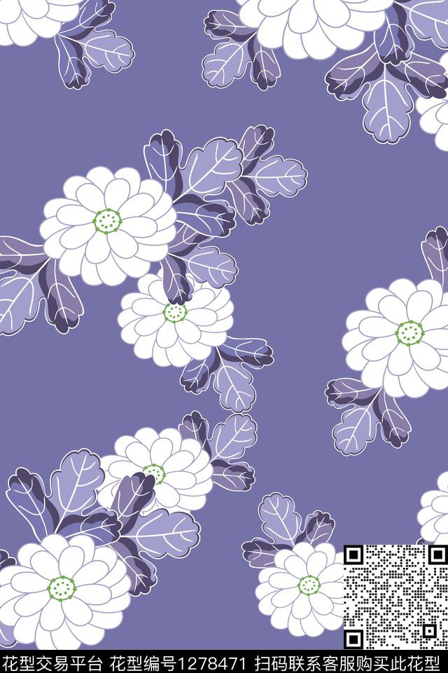 花卉大花春夏华亿平台传统印花华亿平台下载（图片编号: 1278471） - 瓦栏（Walan）