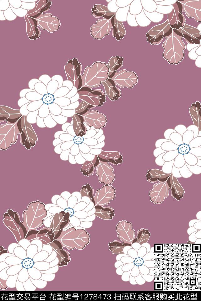 花卉大花春夏华亿平台传统印花华亿平台下载（图片编号: 1278473） - 瓦栏（Walan）